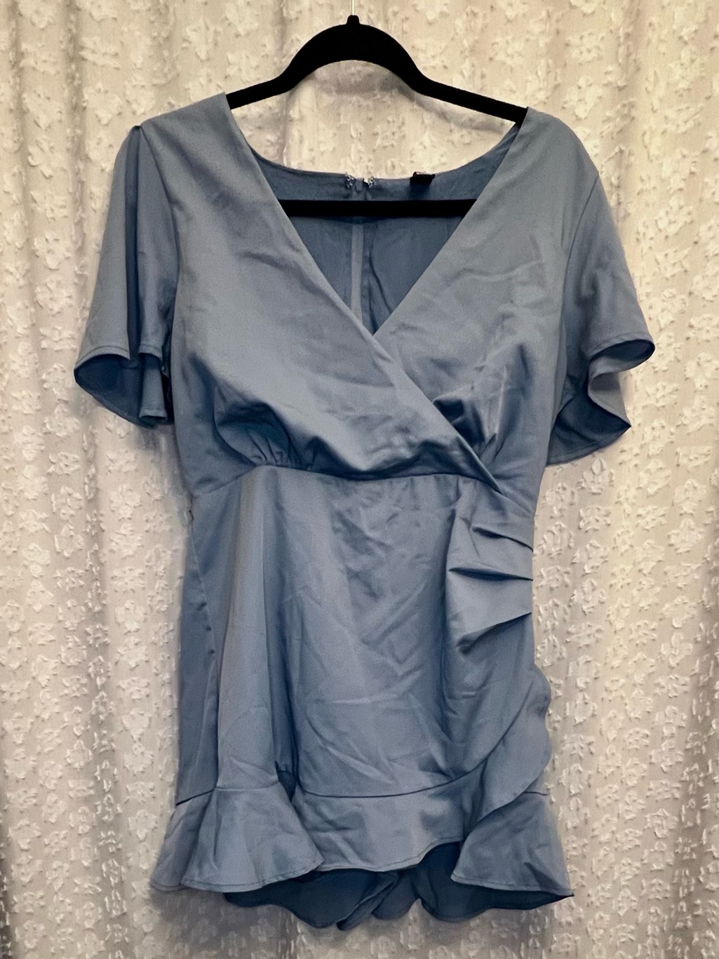 Windsor Flirty Vibes Ruffle Detail Romper Dusty Blue Large